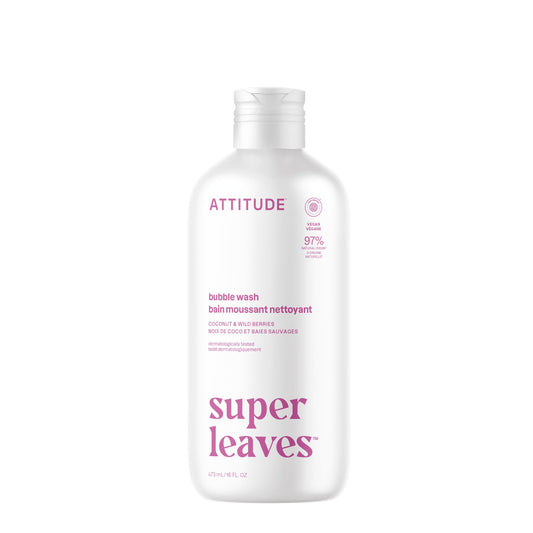 ATTITUDE Bubble Bath, Made in Canada, EWG Verified, Plant and Mineral-Based, Dermatologically Tested, Vegan Body Care Products, Coconut & Wild Berries, 473 mL