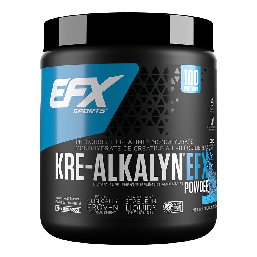 EFX Sports Kre-Alkalyn Powder 200g, PH-Correct Creatine Monohydrate | Multi-Patented Formula, Gain Strength, Build Muscle & Enhance Performance, Blue Frost 200 gram