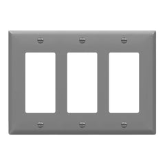 ENERLITES Decorator Wall Plate, Light Switch or Receptacle Outlet Cover, Gloss Finish, Size 3-Gang 4.50" H x 6.38" L, 8833-GY, Gray