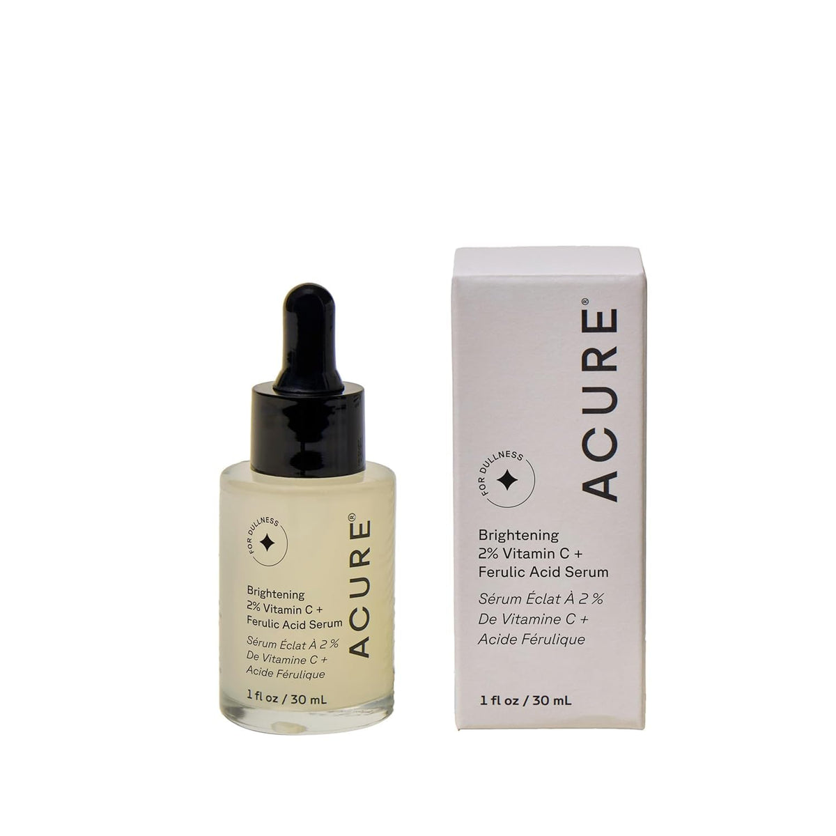 Acure Daily Brightening Vitamin C Serum for Face & Neck, Pigmentation Treatment & Dark Spot Remover for Face, Glow Serum with Ferulic Acid & Pineapple Extract, Vegan Skincare for Women & Men, 30ml