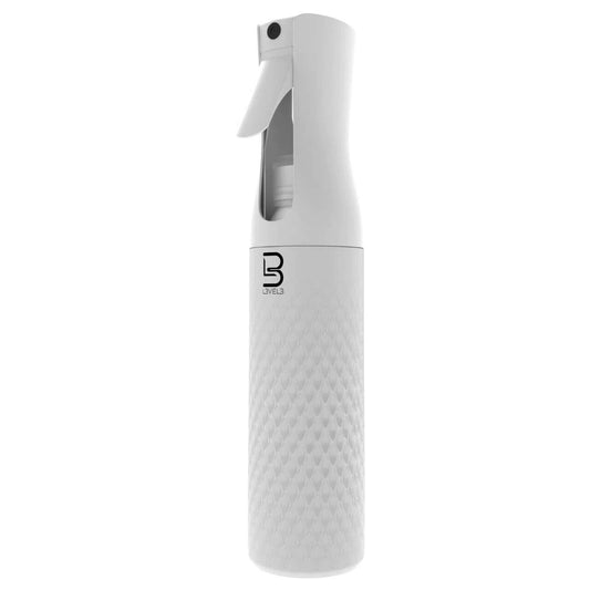 L3VEL3 Beveled Spray Bottle - Distributes Water Evenly - Effectively Covers Large Areas - Produces Powerful, Continuous Mist - Easy and Comfortable to Hold - Innovative Design - White - 300 ml