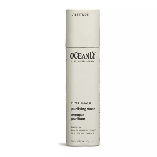 ATTITUDE Oceanly Face Mask Stick, Made in Canada, EWG Verified, Plastic-free, Plant and Mineral-Based Ingredients, Vegan and Cruelty-free Beauty Products, PHYTO CLEANSE, Unscented, 30 grams