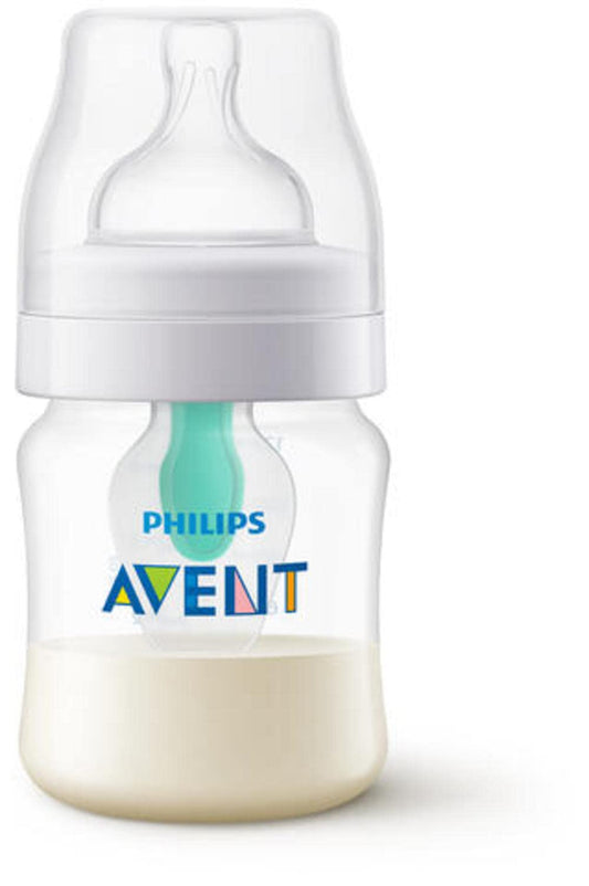Philips Avent Anti-Colic Baby Bottle with AirFree Vent, Slow Flow 1 Nipple, 0m+, 4oz, 1 Pack, Clear, BPA-free, SCY701/01