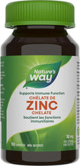 Nature's Way Zinc Chelate - Immune System, Energy Metabolism & General Health Support – Prevent Zinc Deficiency - 30mg Zn Chelate per capsule - Gluten Free - 100 Capsules