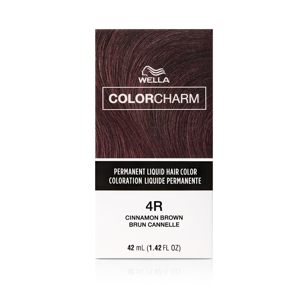 WELLA Color Charm Permanent Liquid Hair Color for Gray Coverage, 4R Cinnamon Brown