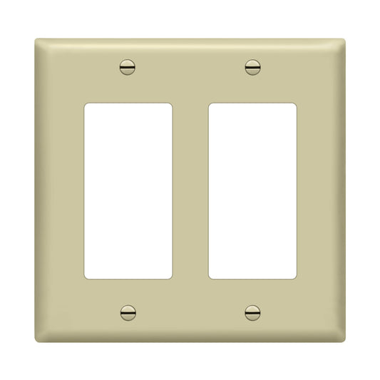 ENERLITES Decorator Light Switch or Receptacle Outlet Wall Plate, Gloss Finish, Size 2-Gang 4.50" x 4.57", Unbreakable Polycarbonate Thermoplastic, UL Listed, 8832-I, Ivory