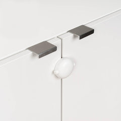 QDOS ADHESIVE DOUBLE DOOR CABINET LOCK - Easy One Handed Operation - Patented ZeroPinch Design - Only Fits Standard Framed Cabinets and Furniture - Baby Proofing Doesn't Have to be Ugly | White