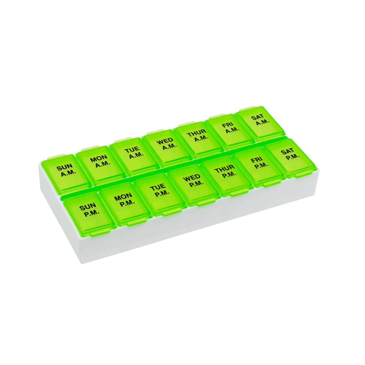 Ezy Dose Weekly (7-Day) AM/PM Pill Organizer, Vitamin Case, and Medicine Box, Medium Compartments, 2 Times a Day, Green
