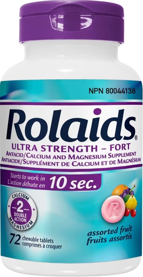 Rolaids Ultra Strength Antacid, Fruit Flavoured, Fast Heartburn Relief, 72 Count