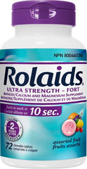 Rolaids Ultra Strength Antacid, Fruit Flavoured, Fast Heartburn Relief, 72 Count