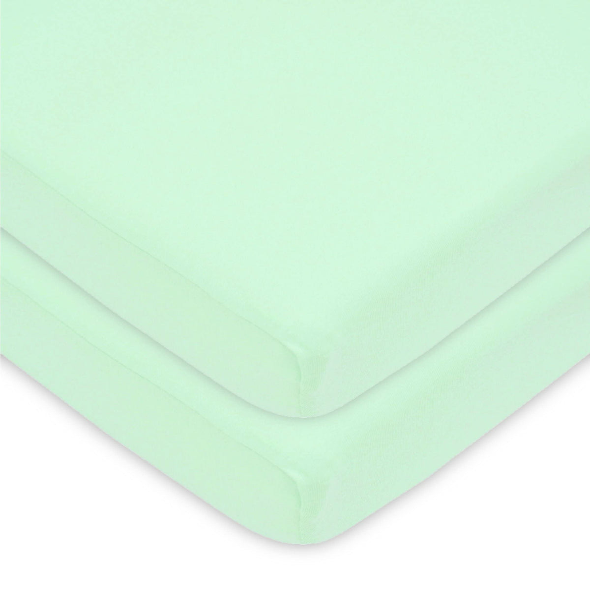 American Baby Company 100% Natural Cotton Value Jersey Knit Fitted Portable/Mini-Crib Sheet, Mint, Soft Breathable, for Boys and Girls, Pack of 2