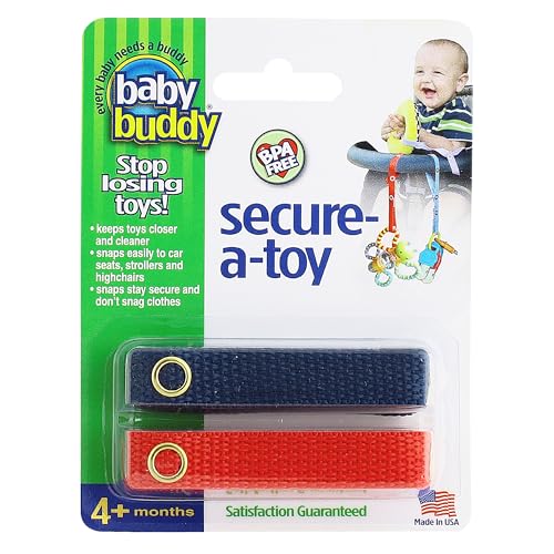Baby Buddy Secure-A-Toy, Navy/Red, 2-Pack