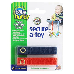 Baby Buddy Secure-A-Toy, Navy/Red, 2-Pack