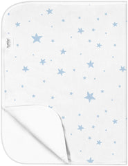 Kushies Baby Deluxe Flat Waterproof Changing Pad Liners, 20 x 30", White w/Blue Stars