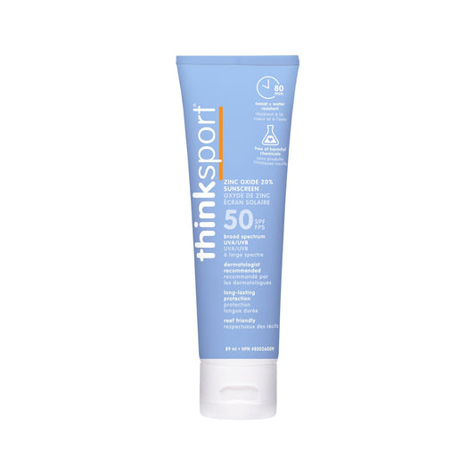Thinksport SPF 50 plus Mineral Sunscreen, 3 Oz, Safe, Natural Sunblock for Sports & Active Use, Water Resistant Reef Safe Sunscreen, Broad Spectrum Sun Screen for Sun Protection (packing may vary old and new packaged items still present in our inventory)