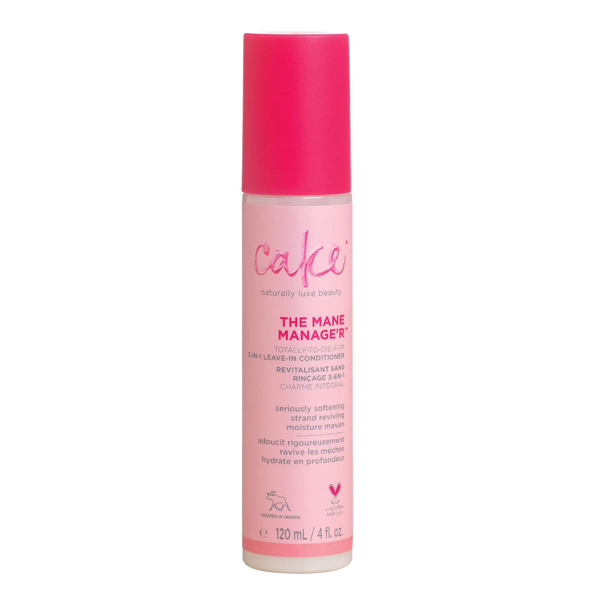 Cake Beauty Leave in Conditioner, The Mane Manager, Moisturizing & Softening, For Dry Hair, With Coconut Oil, Biotin, Soy & Rice Proteins, For All Hair Types, 120 ml [Packaging May Vary]