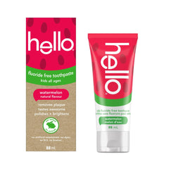 Hello Watermelon Flavour Fluoride Free Kids Toothpaste, Vegan, SLS Free, Gluten Free, Safe to Swallow for Baby and Toddlers Natural Toothpaste, 88 mL 1 Pack