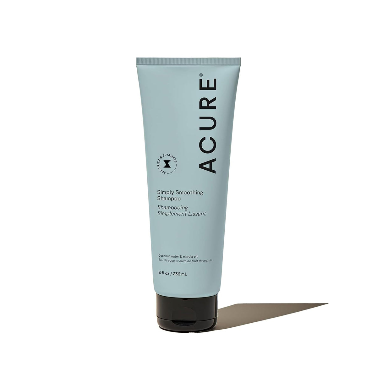 Acure Simply Smoothing Shampoo for Women & Men, Gentle Shampoo for Frizzy Hair, Flyaways and Frizz Control Hair Product with Marula Oil and Coconut Water, Vegan Shampoing Femme et Hommes, 236ml