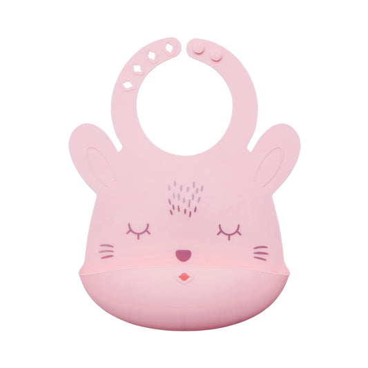 Tiny Twinkle Unisex Baby Silicone - Rose Bunny Feeding Bibs, Rose Bunny