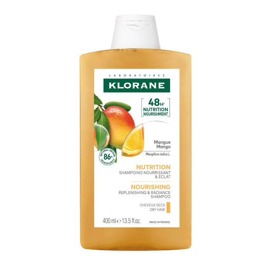 Klorane - Nourishing Shampoo with Mango - Dry Hair, Hydrates, Silicone & Sulfate Free, Dermatologist Tested - 400ml