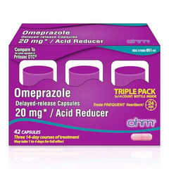 Ohm Omeprazole 20mg, 42 Delayed-Release Tablets, Acid Reducer for Frequent Heartburn, 24-Hour Relief Heartburn Medicine, Helps Relieve Stomach & Chest Discomfort (6 Weeks of Supply, 42, Count)