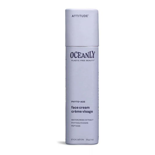 ATTITUDE Oceanly Face Cream Stick, Made in Canada, EWG Verified, Plastic-free, Plant & Mineral-Based Ingredients, Vegan & Cruelty-free Beauty Products, PHYTO AGE, Unscented, 30 grams