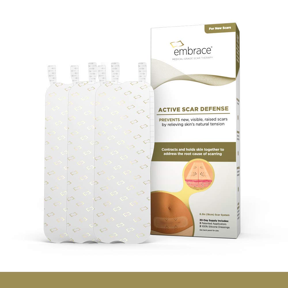 Embrace Active Scar Defense for New Scars, FDA-Cleared Silicone Scar Sheets (SIZE XL) 30 Day Supply