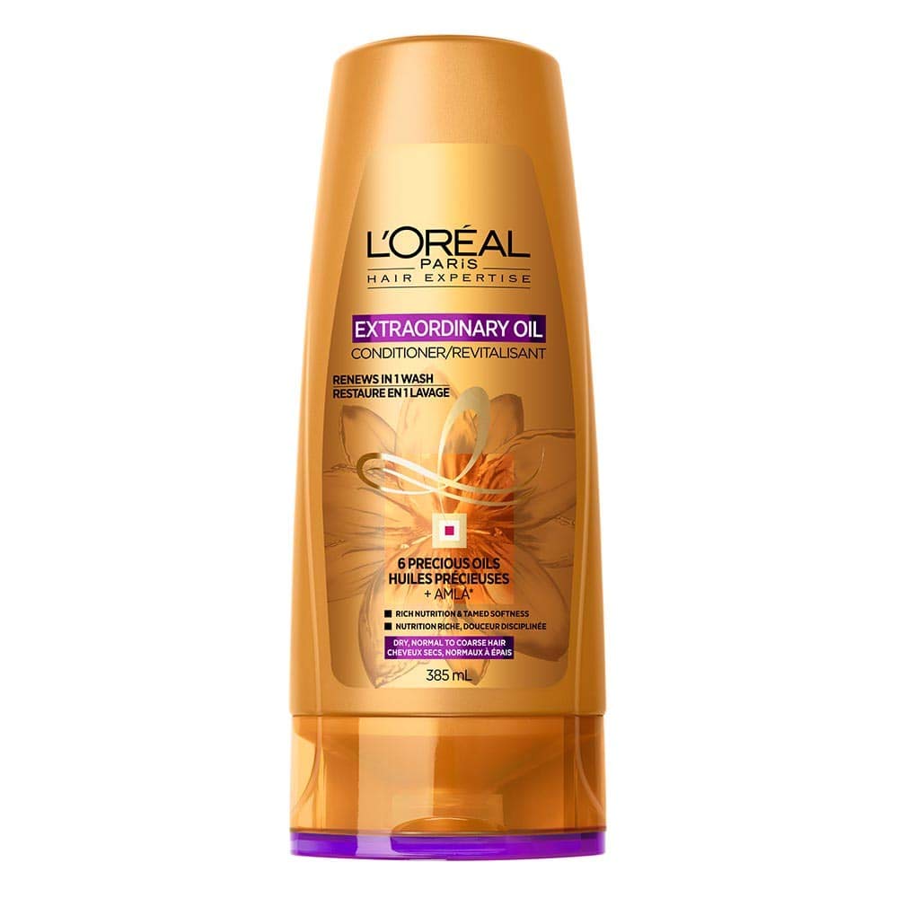 L'Oreal Paris Hair Expertise Extraordinary Oil Conditioner for Dry, Curly, Damaged Hair with 6 precious oils, including amla, coconut and rose, Packaging May Vary, 385 ml