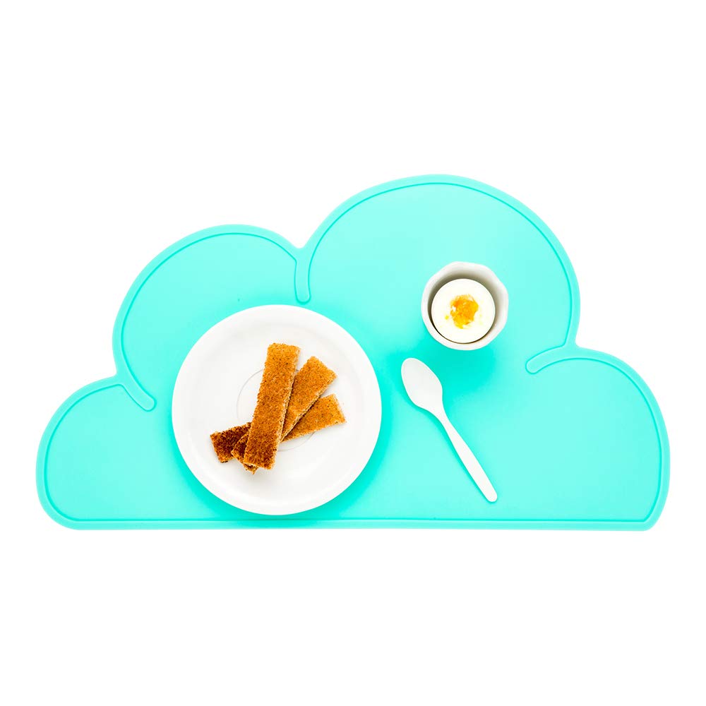 Silicone Cloud Shaped Food Placemat - Teal - Non-Slip - Easy Clean - Tabletop Protection - 18 3/4" x 10 1/2" - 1ct Box - Restaurantware
