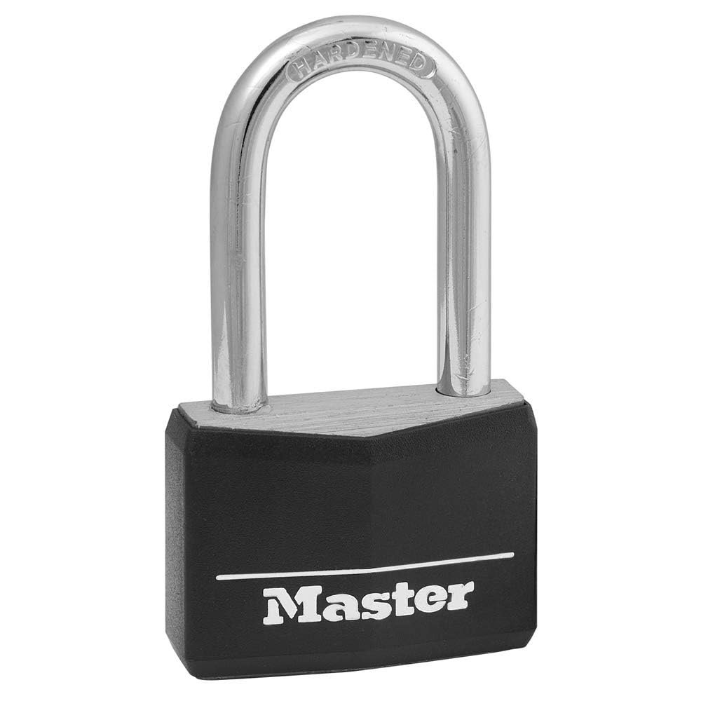 Master Lock 141DLF Solid Brass Padlock, Black Cover, 1-9/16-Inch, 1-1/2-Inch Shackle