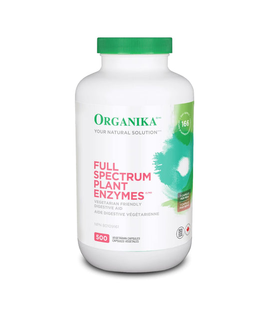 Organika Full Spectrum Plant Enzymes- Helps Break Down Carbs, Fat, Protein, Dairy- 500 vcaps