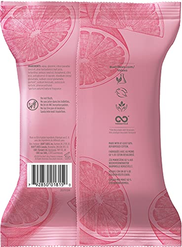 Burt's Bees Facial Cleansing Towelettes, Pink Grapefruit, 30 Count (packaging may vary)