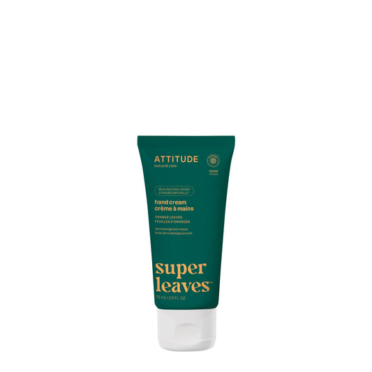 ATTITUDE Hand Cream, Made in Canada, EWG Verified, Plant and Mineral-Based, Vegan Personal Care Products, Orange Leaves, 75 mL