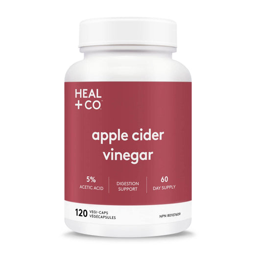 HEAL + CO. Apple Cider Vinegar Supplement | High Potency 5:1 Extract, 5000 mg per serving | Mineral Support + Digestion | 120 x 500 mg Capsules