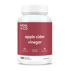 HEAL + CO. Apple Cider Vinegar Supplement | High Potency 5:1 Extract, 5000 mg per serving | Mineral Support + Digestion | 120 x 500 mg Capsules