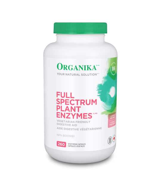 Organika Full Spectrum Plant Enzymes- Helps Break Down Carbs, Fat, Protein, Dairy- 260 vcaps