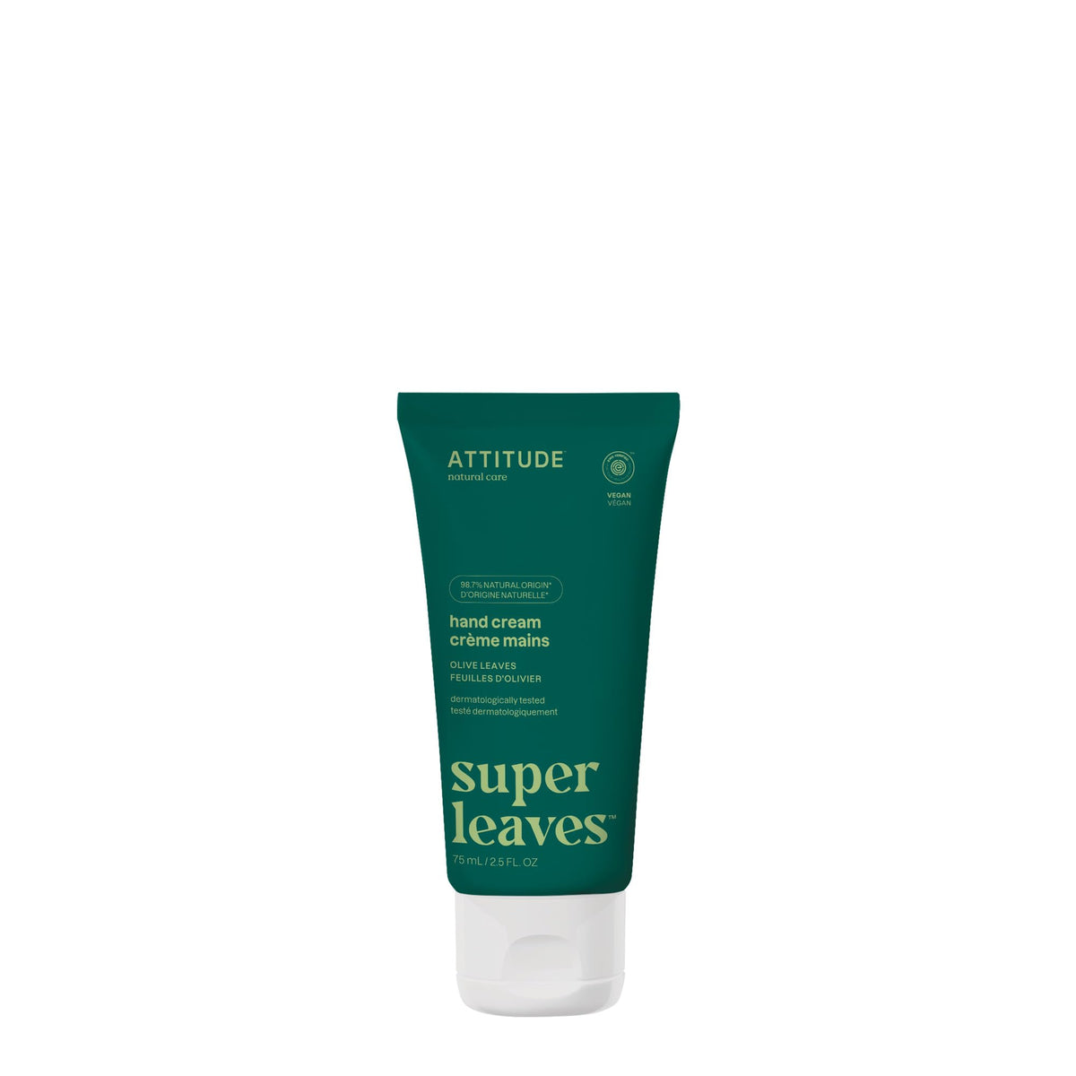 ATTITUDE Hand Cream, Made in Canada, EWG Verified, Plant and Mineral-Based, Vegan Personal Care Products, Olive Leaves, 75 mL