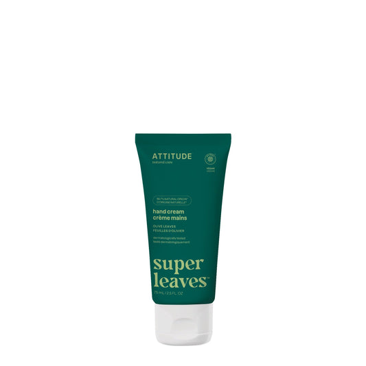 ATTITUDE Hand Cream, Made in Canada, EWG Verified, Plant and Mineral-Based, Vegan Personal Care Products, Olive Leaves, 75 mL