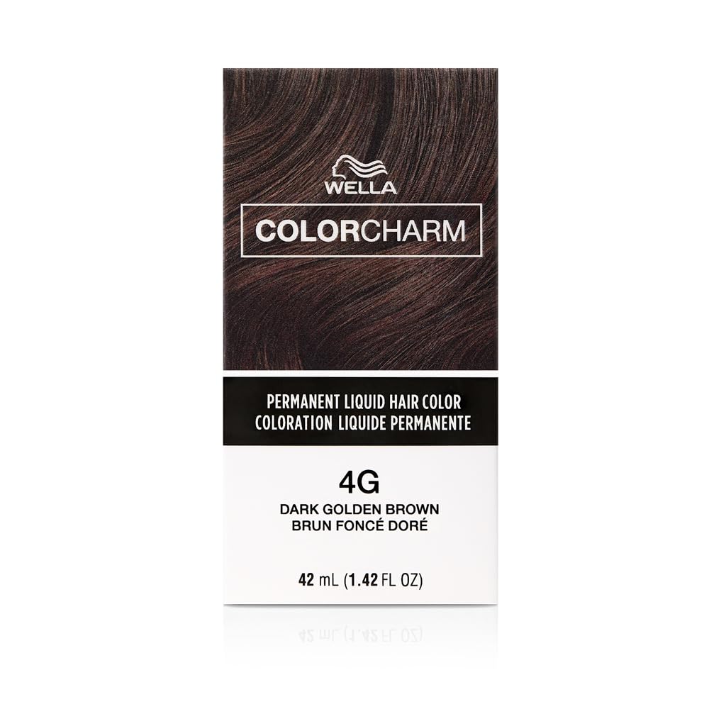 WELLA Color Charm Permanent Liquid Hair Color for Gray Coverage, 4G Dark Gold Brown