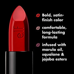 e.l.f. O Face Satin Lipstick, Richly Pigmented, Nourishing & Long-Lasting Creamy Lipstick, Infused With Jojoba, Vegan & Cruelty-Free, Drive, 3.80 g (Pack of 1)