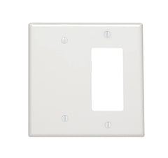Leviton Decora 2-Gang, 1-Blank 1-Combination Wallplate, Midway Size, Thermoset, 80608-00W, White