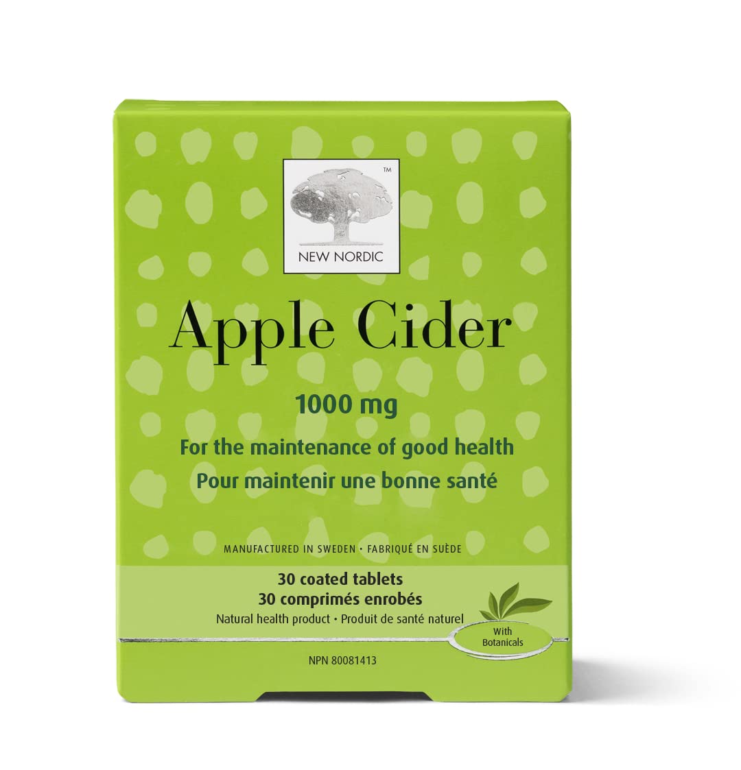 New Nordic Apple Cider Vinegar 1000mg, 30 Vegan Coated Tablets, 30-Day Supply with Mother, Supports Healthy Digestion & Normal Macronutrient Utilization with Chromium