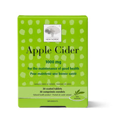 New Nordic Apple Cider Vinegar 1000mg, 30 Vegan Coated Tablets, 30-Day Supply with Mother, Supports Healthy Digestion & Normal Macronutrient Utilization with Chromium