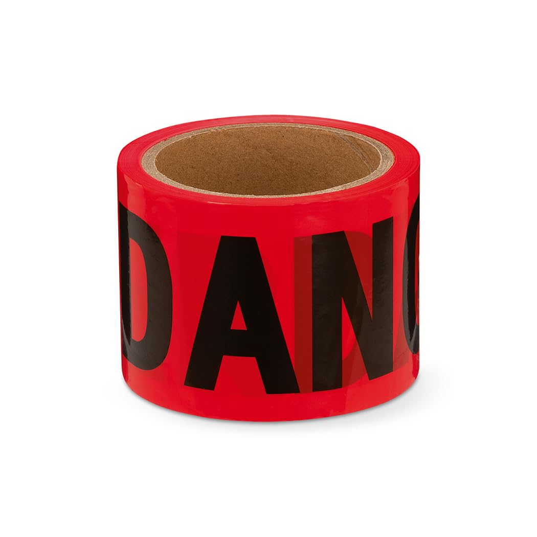 Pioneer “Danger” Safety Barricade Tape - Indoor/Outdoor Black on Red Background - 3 Inches X 200 Feet