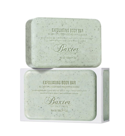 Baxter of California Exfoliating Body Bar for Men - Cedarwood & Oak Moss Essence, Hydrating, Skin Renewal, Clean Dry Skin, All Skin Types - Ideal Gift, 7 oz