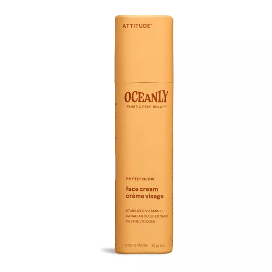 ATTITUDE Oceanly Face Cream Stick, Made in Canada, EWG Verified, Plastic-free, Plant & Mineral-Based Ingredients, Vegan & Cruelty-free Beauty Products, PHYTO GLOW, Unscented, 30 grams