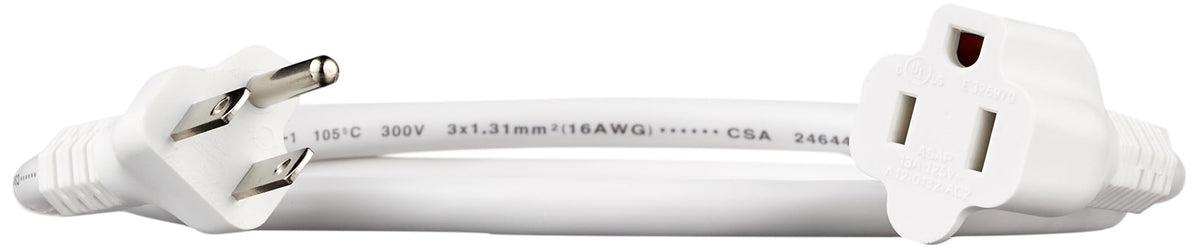 Amazon Basics 3-Foot Extension Cord - 13 Amps, 125V - White