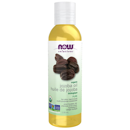 NOW Solutions, Organic Jojoba Oil, Moisturizing Multi-Purpose Oil for Face, Hair and Body, 118ml