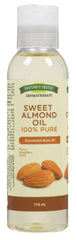 Nature's Truth Unscented Base Oil - 100% Pure Sweet Almond Oil, Pure and Plant-Based, Massage Oil, Aromatherapy or For Bath/Shower, 118 ml