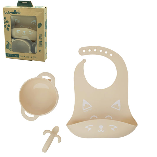 Babymoov FIRST'ISY Baby Feeding Set, BPA-Free Non Toxic Food Grade Silicone Bowl, Spoon, and Bib Co-Created with an Occupational Therapist, Baby Registry, Gift Set